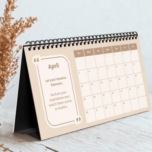 2025-2026 School Year Desk Calendar with Inspirational Quotes, August-July Planner, Earthy Colors, Back to School Gift for Students Teachers
