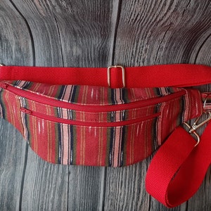 Finnish national costume&#39;s strip fabric fanny pack cross-body small women&#39;s bag