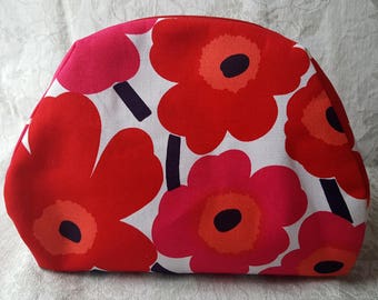 Make-up bag, Marimekko fabric, UNIKKO, handmade, 100% cotton, made in Finland