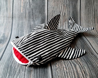 Whale shark pencil case / pouch, handmade, 100% cotton fabric