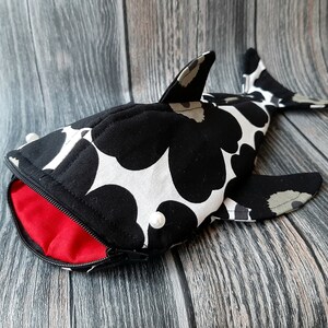 Whale shark pencil case / pouch, handmade from Marimekko fabric, 100% cotton