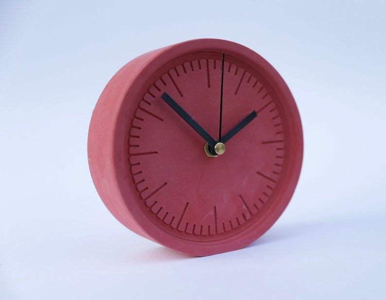 Red Table Clock Desk Clock Clock Stone colorful clock Etsy