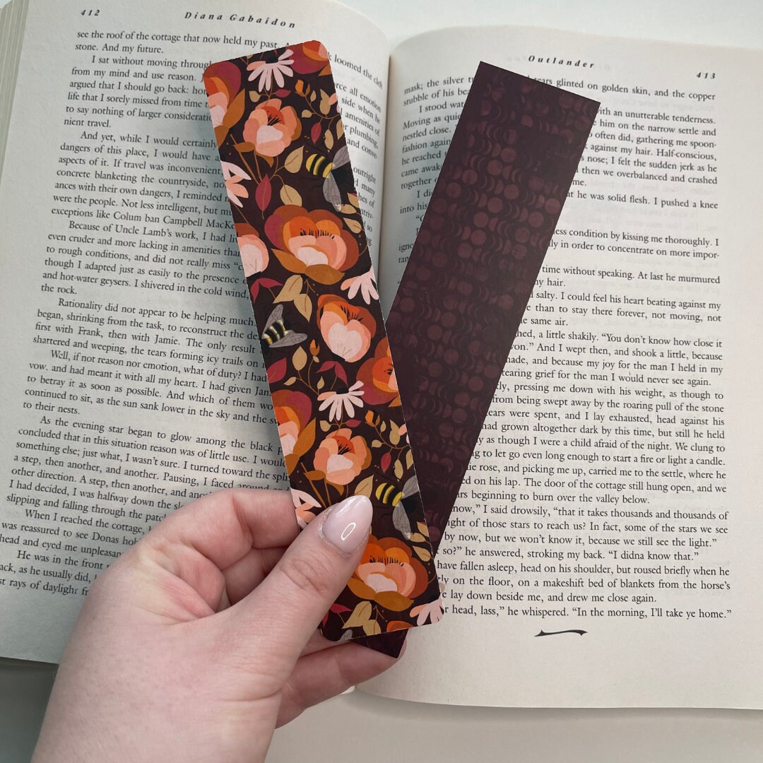 Floral Bumble Bee Bookmark: Dark Academia Peony Burgundy - Etsy
