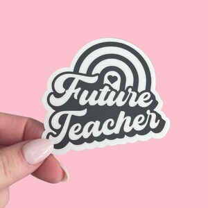 Future Teacher Sticker: Retro Rainbow, Waterproof Gift