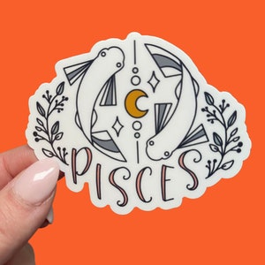 Pisces Zodiac Sticker: Minimalist Astrology Star Sign, Waterproof