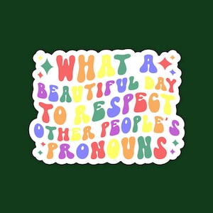 Pride Month Respect Pronouns Sticker: LGBTQ Rainbow Trans NonBinary (3 Inch)