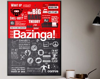 The Big Bang Theory Poster - Geek Wall Decor, Bazinga, Sheldon Cooper Print, TBBT Quotes, Printable Wall Art, Instant Download.
