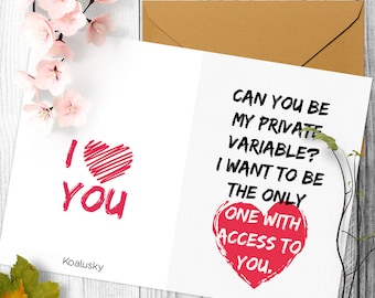 Digital download Valentines Day card. Instant download. Printable card. Programmer romantic card. Digital love card. Printable art.