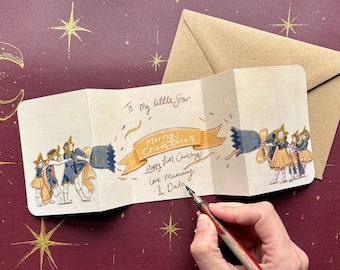 Vintage Christmas Cracker Card “The Stars” , Hand Illustrated Card by UK artist Manymoon Fables