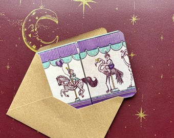 Birthday Merry-go-round Handmade Fold out Card.