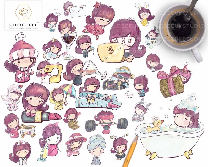 Digital Download Planner Clip Art, Planner Stickers Digital Stickers Commercial Clip Art Clip Art Set Planner Girl Clip Art