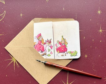 Vintage Inspired Party Animal Kids Birthday Card: Handmade Fold Out Card
