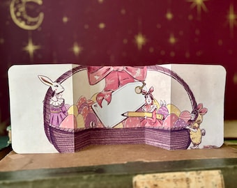 Vintage Children’s Easter Basket Fold out Card - Handmade UK Illustration