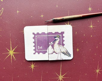 Handmade Stork New Baby Card: Vintage-Style Congratulations