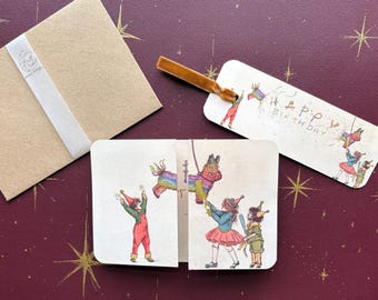The Piñata by Manymoon Fables,  Fold Out Celebration Birthday Card.