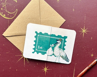 Vintage Stork New Baby Card: Handmade Congratulations