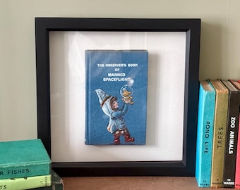 Manned Spaceflight Painting on Vintage Book - Framed Original Art