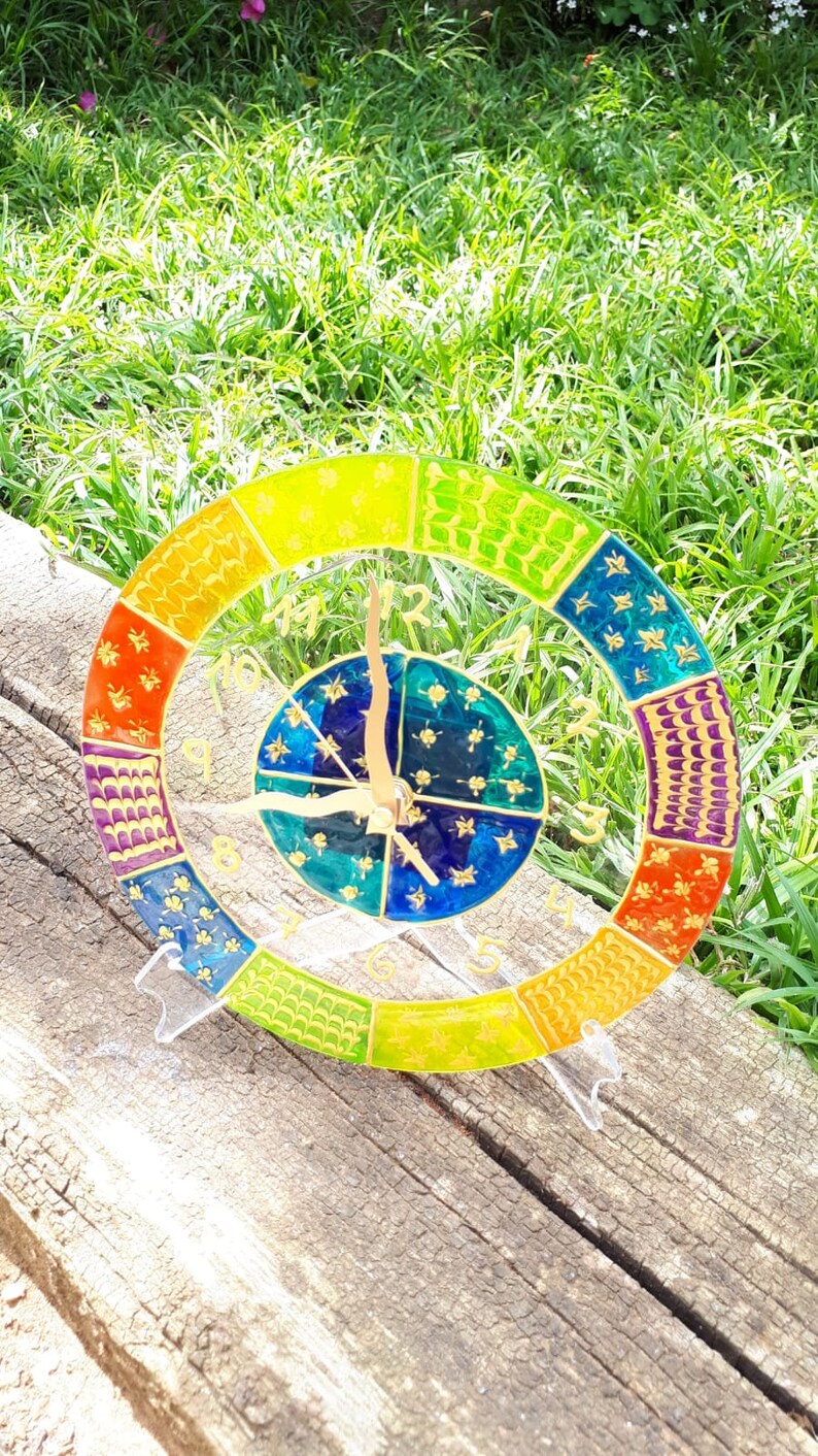 Rainbow wall clockunique modern nursery wall clock desk Etsy