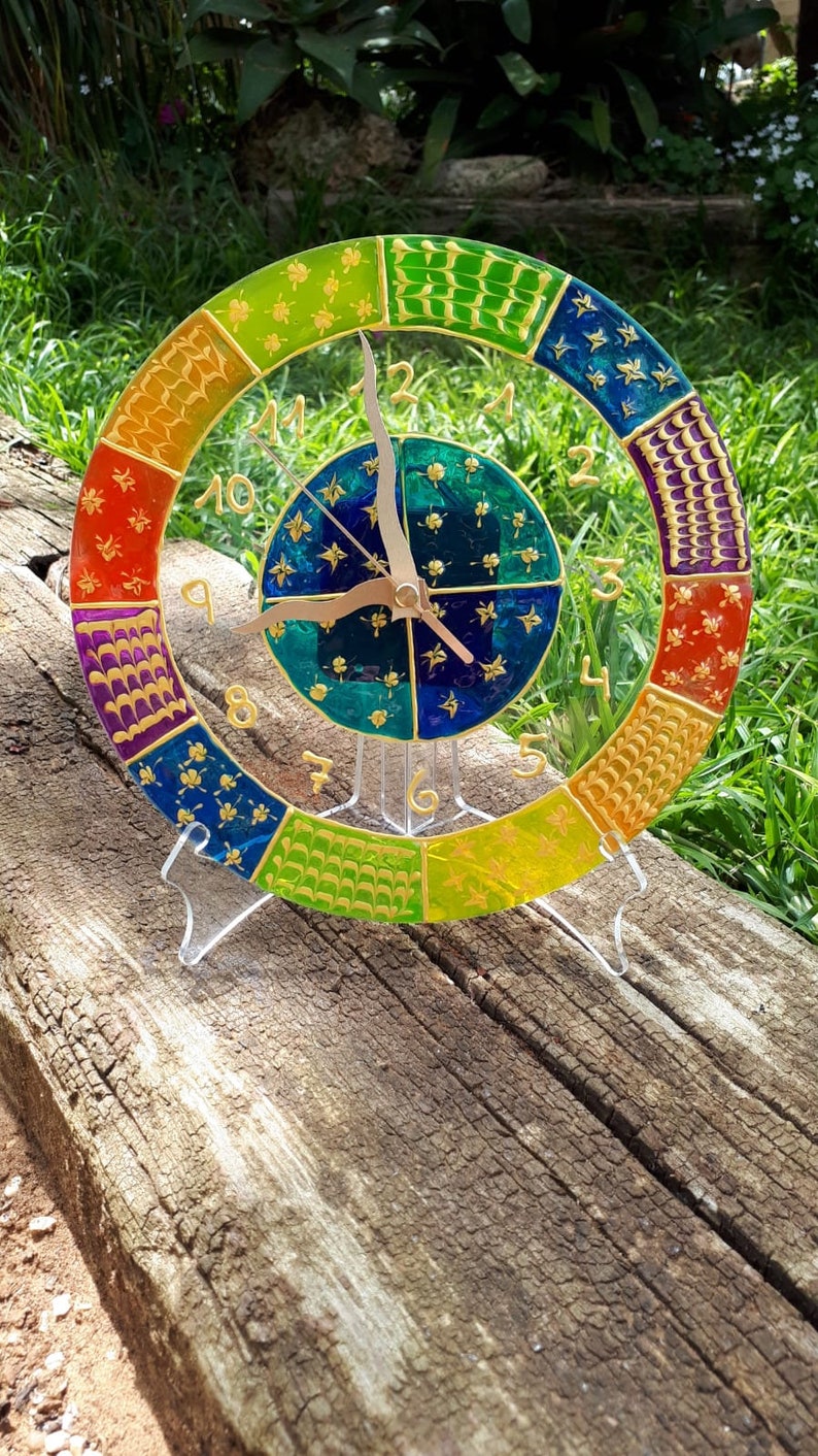 Rainbow wall clockunique modern nursery wall clock desk Etsy