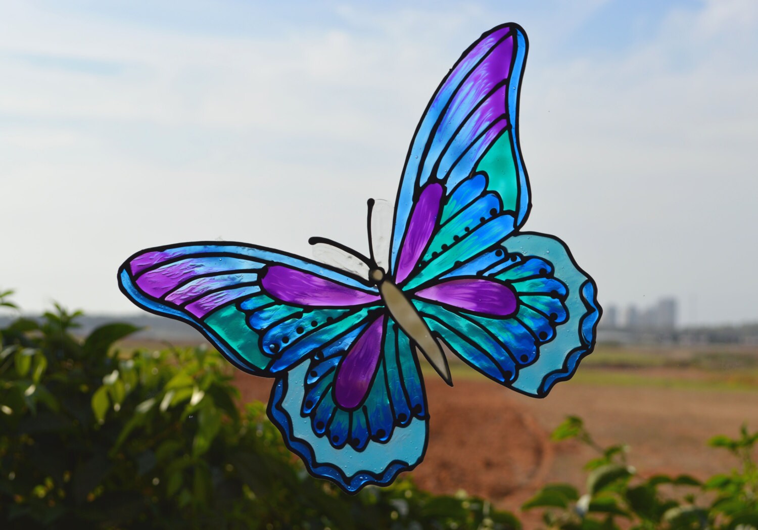 Butterfly Window Decal Blue and Purple Unique Butterfly Etsy