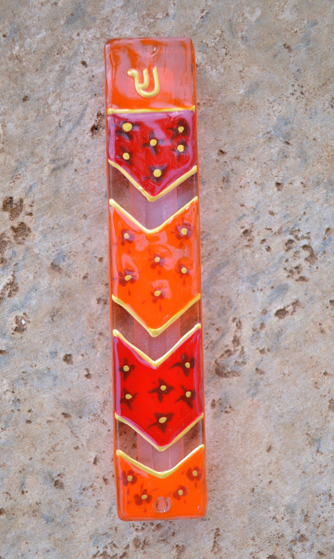 Mezuzah Case in Red and Orange Modern Judaica Art Etsy