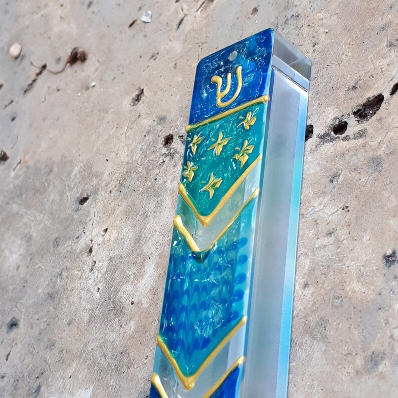 Mezuzah Case in Blight Blue and Turquoise Modern Kosher Etsy