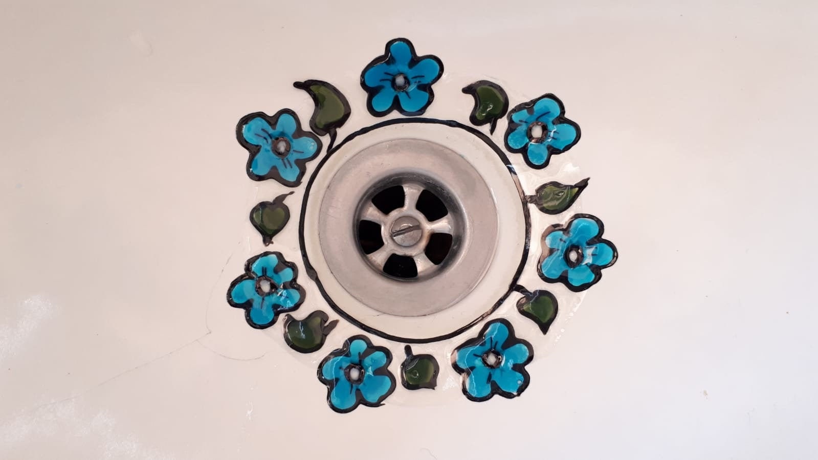 Bathroom Sink Flower Sticker Sink Decal Minimalist Blue Etsy
