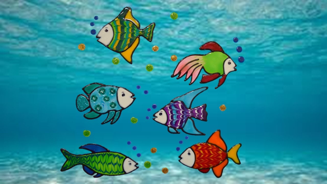Multicolored fish decals Nautical decals Bathroom art Etsy