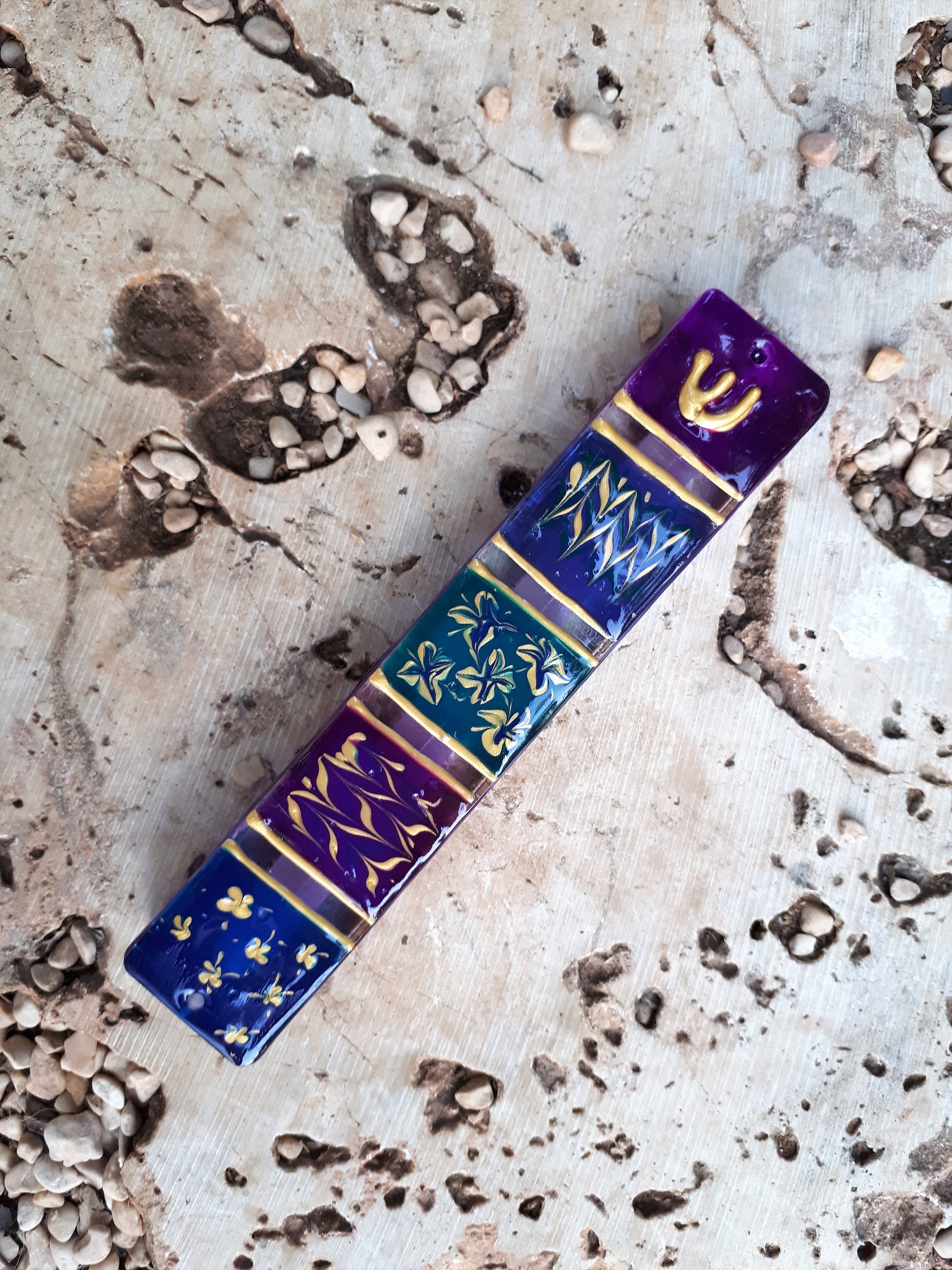 Contemporary Handpainted Mezuzah Case Partly Transparent Etsy