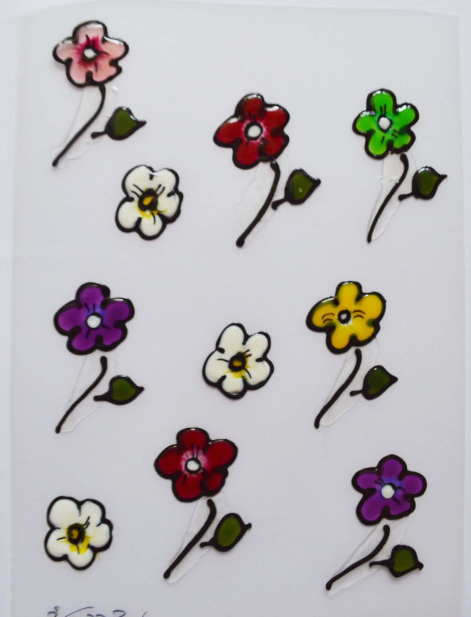 Scattered Flowers Decals Floral Stickers Faux Stained Glass Etsy