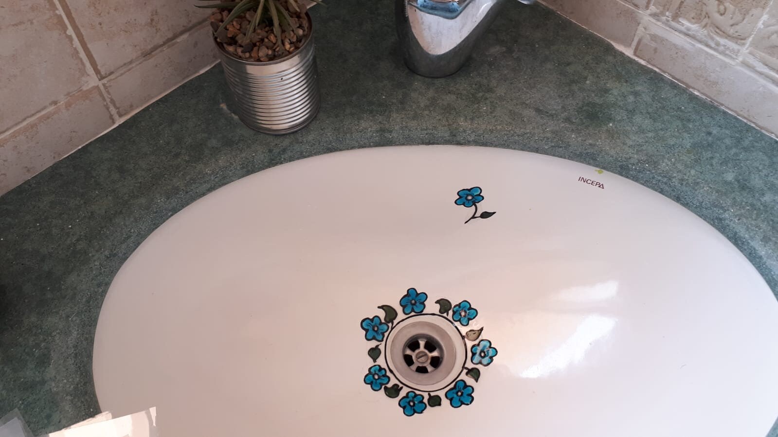 Bathroom Sink Flower Sticker Sink Decal Minimalist Blue Etsy
