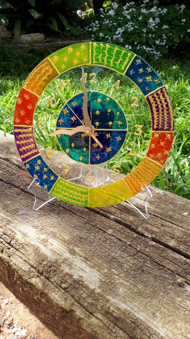 Rainbow wall clockunique modern nursery wall clock desk Etsy