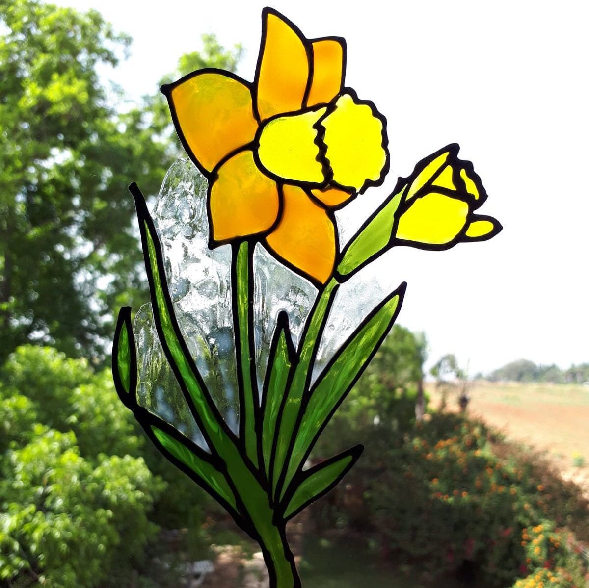 Daffodil Glass Decorationself Adhesive Window Etsy