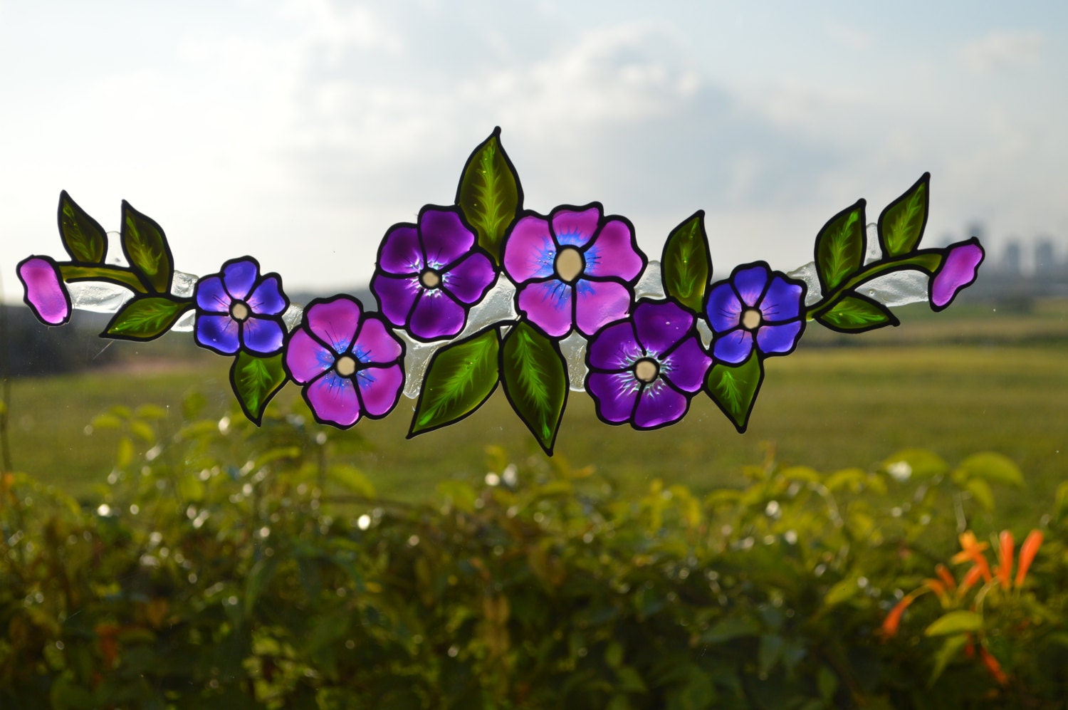 Glass Door Decal Flower Stickers Floral Decor Faux Stained Etsy