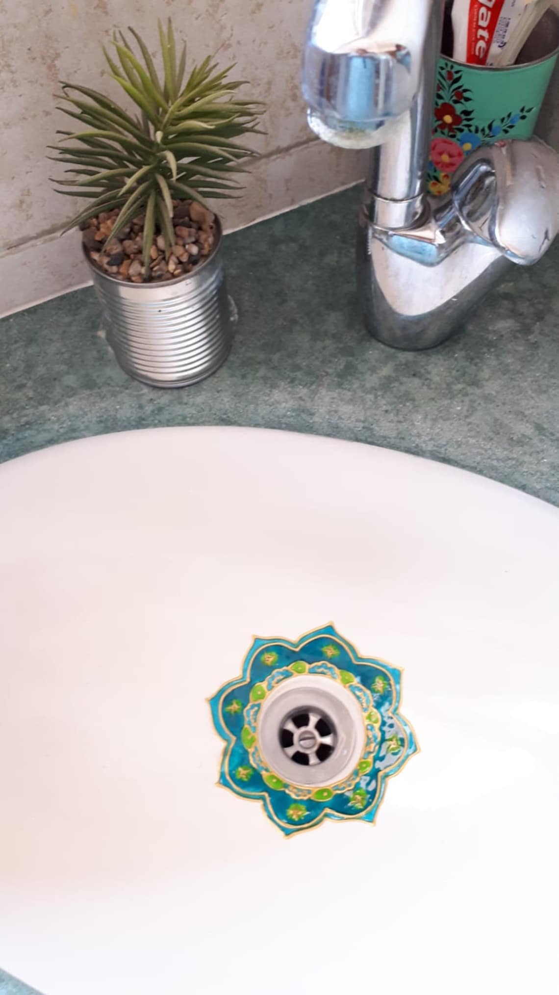 Bathroom sink sticker mandala in light blue and turquoise Etsy