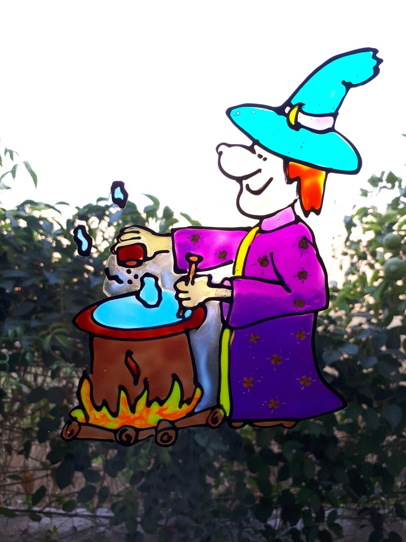 Kitchen Witch Cute Witch Window Decal Halloween Window Etsy