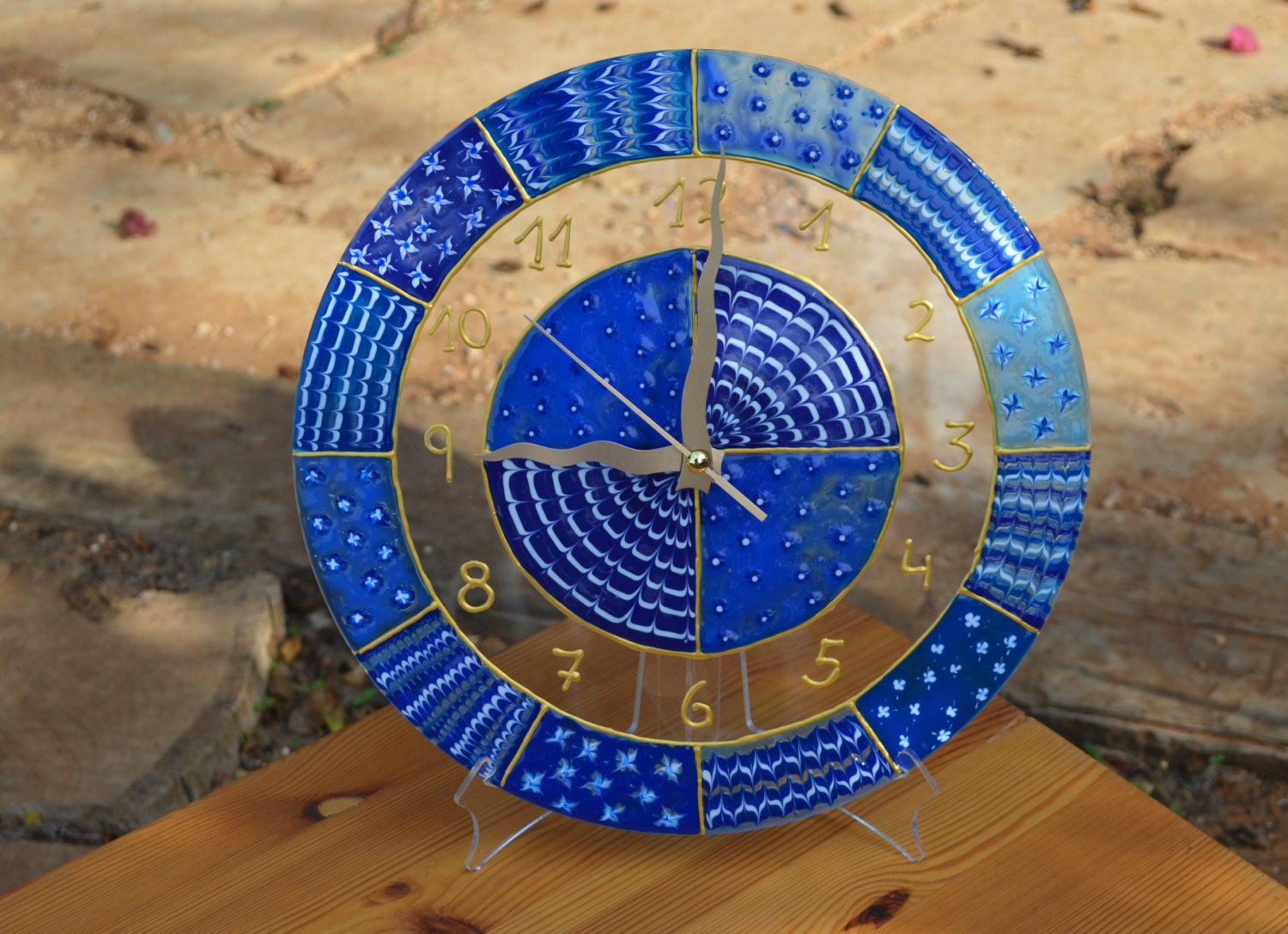Modern wall clock with numbers Wall clock in different blue | Etsy