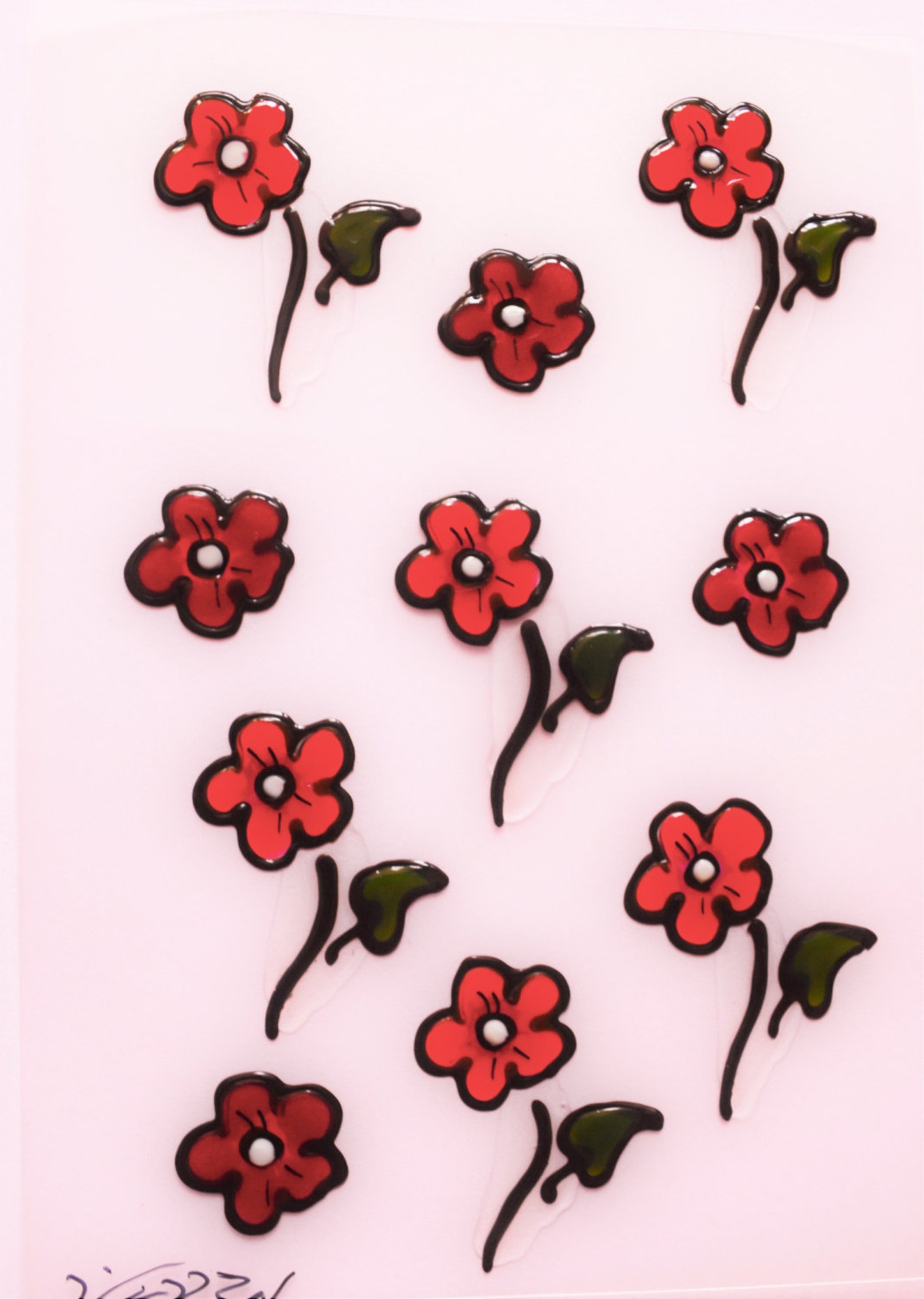 Scattered Flowers Decals Floral Stickers Faux Stained Glass Etsy