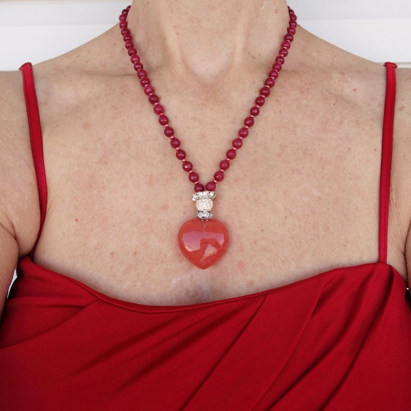 Red Stone Necklace Etsy