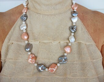 Mother of pearl necklace, Semi precious stone jewelry, Natural stone necklace, Gemstone necklace for women