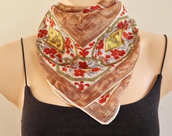 Foulard Carré En Soie Vintage BAYRON 87cm - Roulotté Main - Noir