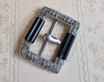Vintage Art Deco Paris Belt Buckle - Silver Tone Black - Etsy display picture 3