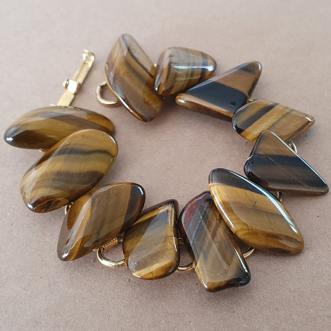 Vintage 1960s Tiger's Eye Bracelet Polished Tiger's Etsy