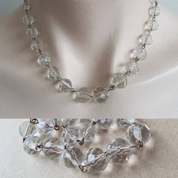 Vintage 1950s Elegant Mid-Century Double Strand Crystal Necklace