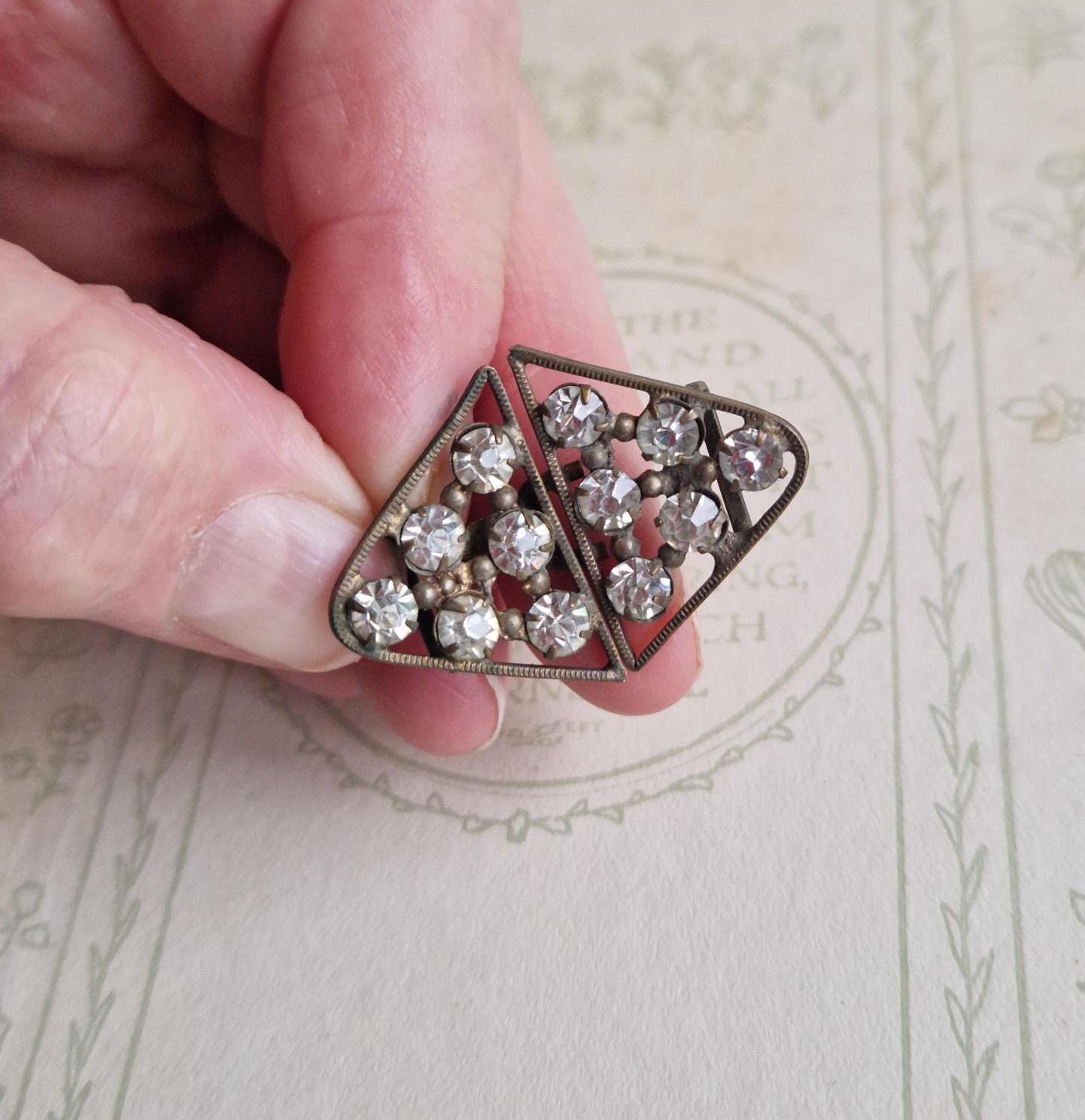Vintage Art Deco Diamante Belt Buckle - 1930s Diamond Design 