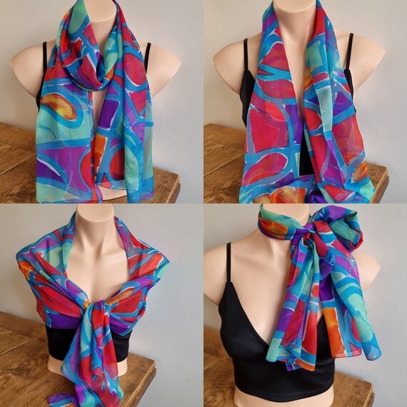 Vintage 80s 90s Picasso Scarf, Long Picasso Scarf… - image 2