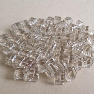 Vintage Deco Clear Glass Cube Beads: 1920s Jewelry Making (68 Beads)