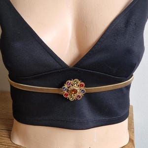 SOLD RESERVED Vintage 1970s Stretch Belt: Gold-Tone Disco Waist Cincher with Rainbow Rhinestone Buckle – The Gooseberry Tree