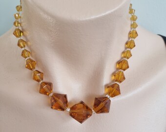 1930's vintagebeadsネックレス Vintage Necklace 1930s Art Deco Citrine Coloured Faceted