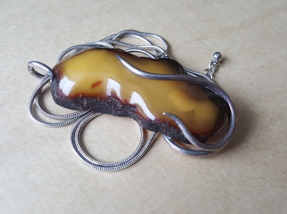 Polish Baltic Amber Pendant, Butterscotch Egg Yolk